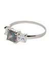 Sterling Silver Ring Square Mystic Topaz & Clear 3