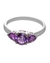 Sterling Silver 1ct Amethyst Three Stone Genuine G