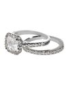 Silver Wedding Ring Set Bridal CZ Band 1.5ct Squar