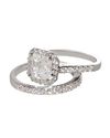 Silver Wedding Ring Set Bridal CZ Band 1.5ct Squar