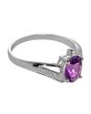 Sterling Silver 1ct Amethyst & Diamond Ring 8mm x 