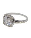 Cushion Cut Square CZ Ring Sterling Silver 8mm 2.5