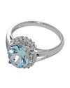 .925 Sterling Silver Blue Topaz & Diamond Ring .01