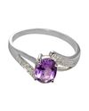 Sterling Silver 1ct Amethyst & Diamond Ring 8mm x 