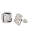 .925 Sterling Silver Mens Stud Earrings Clear CZ S