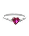 Heart Ring .925 Sterling Silver Cubic Zirconia Red