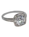 Cushion Cut Square CZ Ring Sterling Silver 8mm 2.5