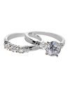 .925 Sterling Silver Wedding Band Bridal Set CZ Cu