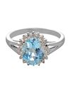 .925 Sterling Silver Blue Topaz & Diamond Ring .01