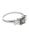 Sterling Silver Ring Square Mystic Topaz & Clear 3