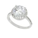 Sterling Silver Cocktail Ring Solitaire Clear CZ 1