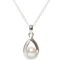 Sterling Silver Diamond (.0033ct) and Pearl Pendan