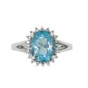 .925 Sterling Silver Blue Topaz & Diamond Ring .01