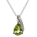 Peridot & Diamond Necklace 2ct 18" Chain, 925 Ster