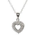 Open Heart Necklace Diamond Accents Sterling Silve