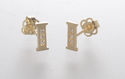 10k Yellow Gold Letter I initial Stud Earrings Cub