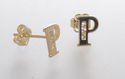 10k Yellow Gold Letter P Initial Stud Earrings Cub