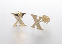 10k Yellow Gold Initial Stud Earrings Letter X Cub