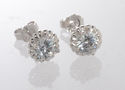 Fancy Halo Cubic Zirconia Stud Earrings Sterling S