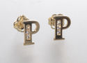 10k Yellow Gold Letter P Initial Stud Earrings Cub