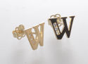 10k Yellow Gold Initial Stud Earrings Letter W Cub