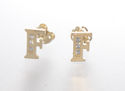 10k Yellow Gold Letter F Initial Stud Earrings Cub