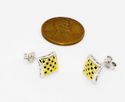 Black & Yellow Cubic Zirconia Stud Earrings 925 St