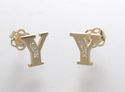 10k Yellow Gold Initial Stud Earrings Letter Y Cub