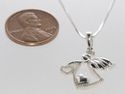 925 Sterling Silver Diamond Angel Pendant Necklace