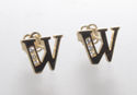 10k Yellow Gold Initial Stud Earrings Letter W Cub