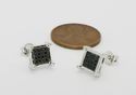 .925 Sterling Silver Black Square Cubic Zirconia S