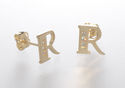 10k Yellow Gold Letter R Initial Stud Earrings Cub