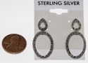  Marcasite Post Earrings Oval Outline Circle Dangl