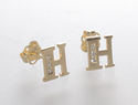 10k Yellow Gold Letter H Initial Stud Earrings Cub