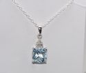 Diamond and Blue Topaz Pendant Necklace 925 Sterli