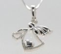 925 Sterling Silver Diamond Angel Pendant Necklace