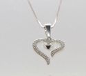 925 Sterling Silver Diamond Heart Necklace, 16" ch