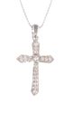 Sterling Silver Diamond Cross Necklace, 16" chain 