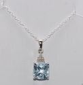 Diamond and Blue Topaz Pendant Necklace 925 Sterli