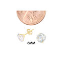 10k Yellow Gold Earrings Round Clear CZ Cubic Zirc