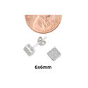 Sterling Silver Micropave Stud Earrings Square Cle