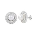 White Freshwater Pearl Stud Earrings Fancy White C