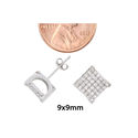 Sterling Silver Micropave Stud Earrings Square wit