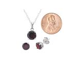 .925 Sterling Silver Garnet Gemstone Pendant Neckl