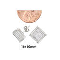 Sterling Silver Stud Earrings Clear Micropave 3d S