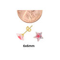 10k Yellow Gold Shadow Box Pink Star Stud Earrings