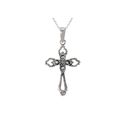 Sterling Silver Marcasite Cross Pendant Necklace w