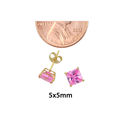 10k Yellow Gold Square Pink CZ Stud Earrings Cubic