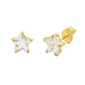 10k Yellow Gold Clear CZ Star Stud Earrings with P