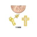 Cross Screwback Earrings Yellow Gold Plated Pave C